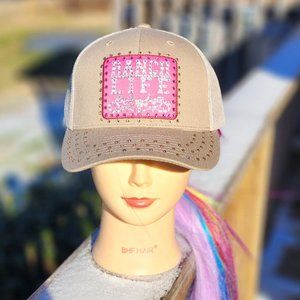 Ladies Trucker Khaki Ranch Life BLING Hat NEW